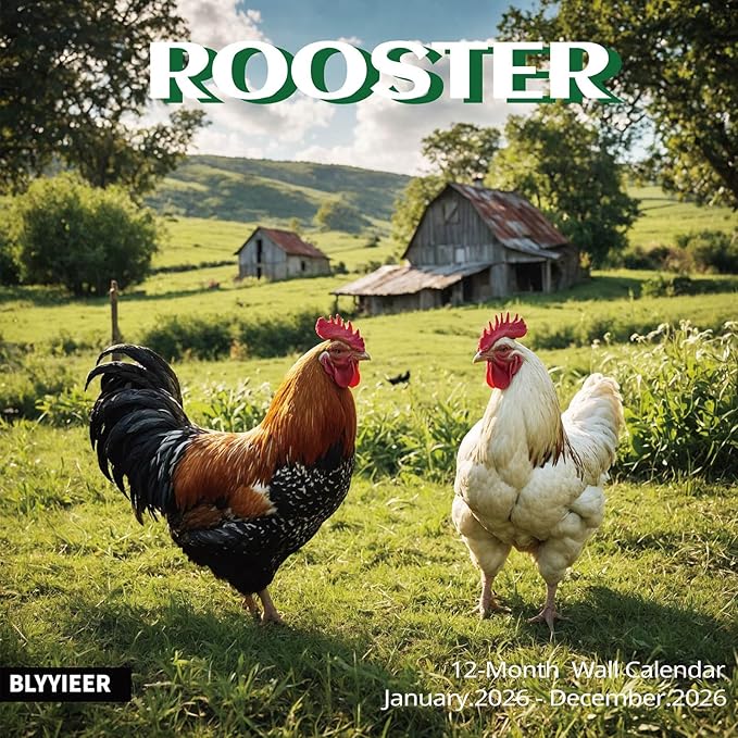 2026 Wall Calendar,Calendar 2026,Rooster Monthly Wall Calendar, 12" x 24" Open,Family Planner Calendar, Home & Office Organizer,Hangable