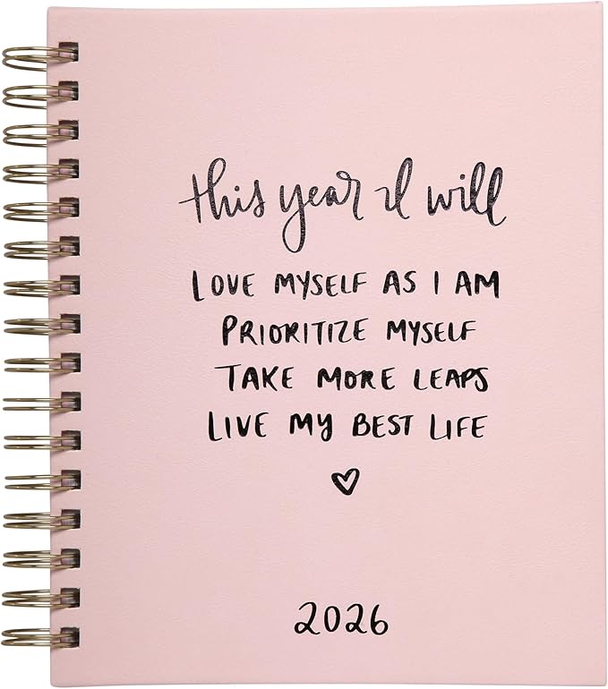 WORLD TRAVELER 2026 Planner Weekly and Monthly - 7'' x 8.75'' Hard Cover January December Spiral Daily Planner 2026 To Do List, Size 7X8.75, Pink This Year