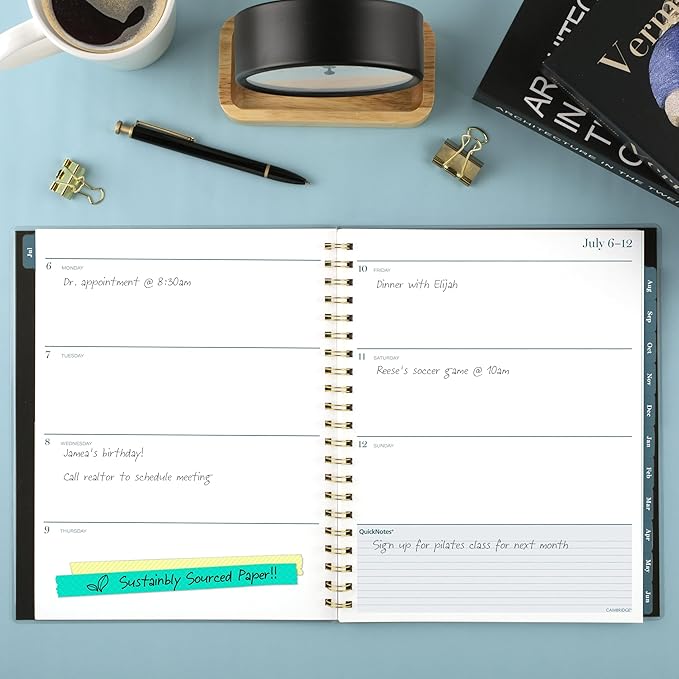 Cambridge Planner 2026-2027 Weekly & Monthly Academic 12-Month July-June, 8-1/2" x 11", Tundra (1798-905A)