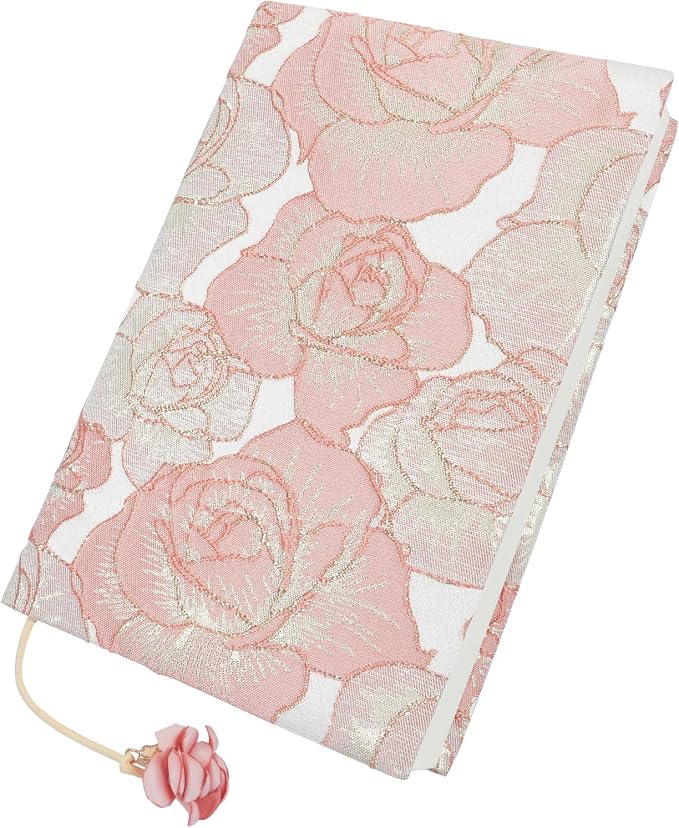 Book Cover Protector for Paperback, A5 Book Cover for Hardcover, Soft Cloth Book Covers - Pink Rose Floral Design, Adjustable Book Sleeve Fit for 5.5×8.2 inch Hardcover Notebook Textbooks Bible Novels