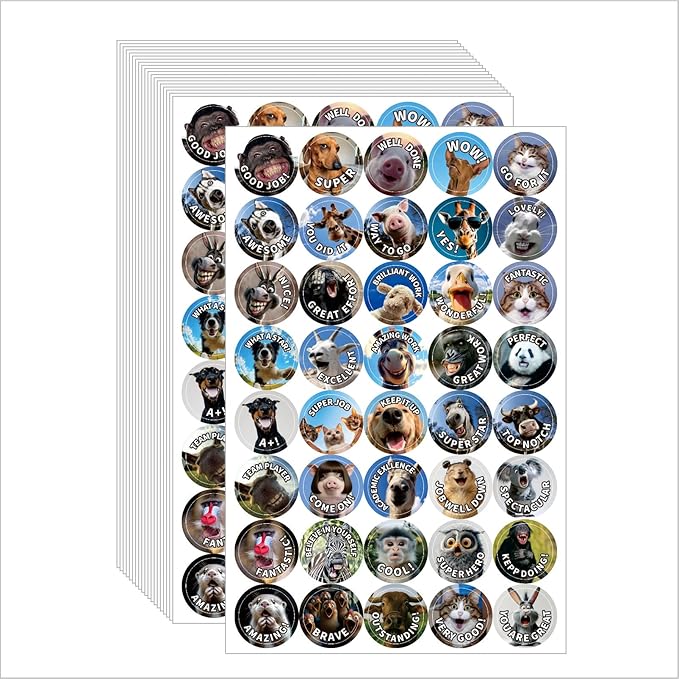 800 Pcs Funny Animal Meme Incentive Stickers, Teacher Reward Stickers for Classroom - 40 Vibrant Designs Motivational Positive Stickers - Encourage Kids to Do Chores, Go to The Toilet