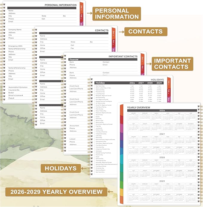 2026-2028 Monthly Calendar Planner - 9" × 11", Large 3 Year Monthly Planner, MAY. 2026 - DEC. 2028, Large Calendar with Tab, Premium Paper, Back Pockets