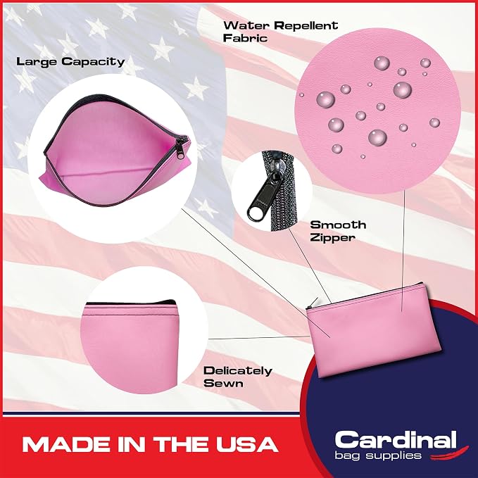 Multi-Purpose Zipper Bag, Reusable, Travel Pouch, Lightweight, Makeup Organizer, 11 x 6 Inch (Pink)