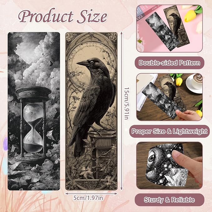 Wxiben Dark Academia Bookmarks Gifts - 100 Pcs Vintage Gothic Book Mark Dark Romance Bookmark Skull Witchy Page Marker Clip Gifts for Women Men Book Lovers Students Teachers Bookish Reading