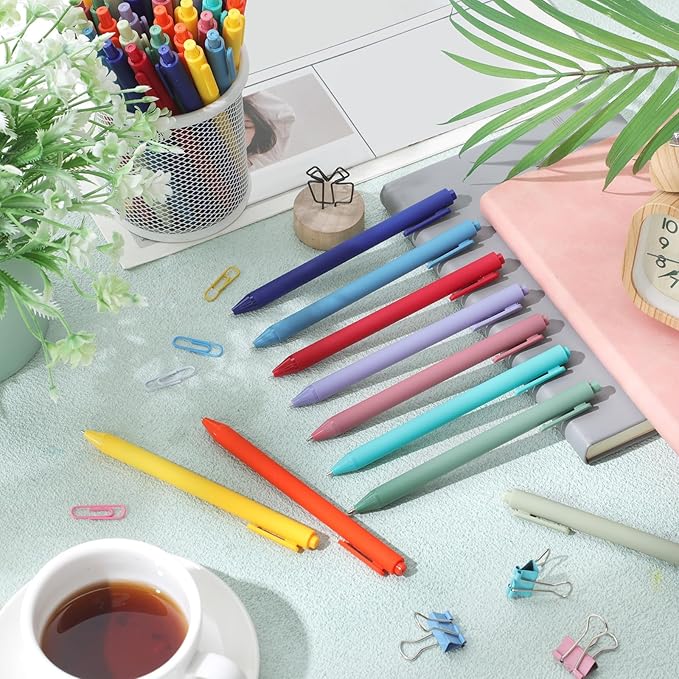 Crtiin 100 Pcs Gel Pens Bulk, 0.5mm Fine Point Black Ink Pens, Retractable Smooth Writing Quick Dry, Colored Aesthetic for School Office Journaling Teacher Appreciation Mother Day (Rainbow Colors)