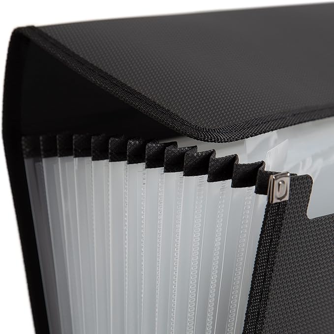 U Brands 13-Pocket Fashion Performance Expandable File Folder (Black)