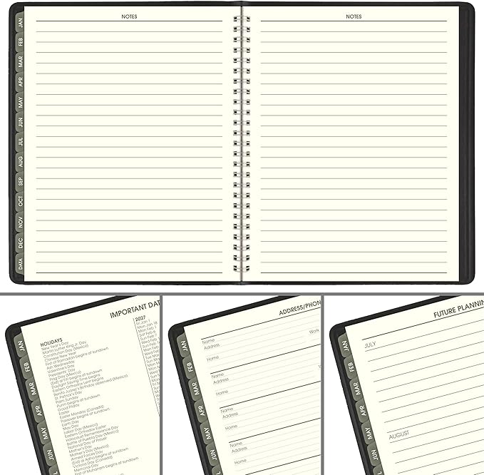 AT-A-GLANCE 2027 Planner, Monthly, 7" x 8.75", Tabbed, Unruled Daily Blocks, Recycled Black (70120G0527)