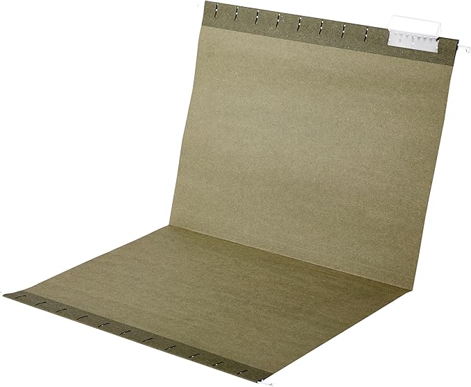 Amazon Basics Hanging File Folders for Documents, Letter Size, 1/5-Cut Adjustable Tabs, Standard Green, 75 Count per Box