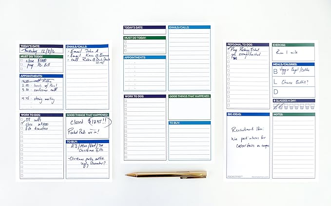 bloom daily planners Pocket Pad - To Do List Notepad for Work -Undated Tear-Off Organizer for Goals, Tasks, Notes - Double Sided Daily Planning Pad, 80 Sheets - 6” x 9”