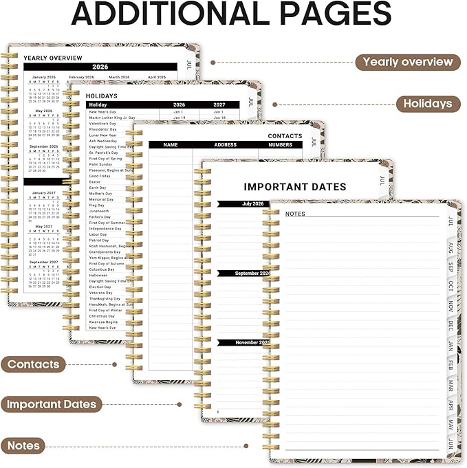 Planner 2026-2027, Academic Monthly and Weekly Calendar Planner for Women, July 2026 - June 2027, Hardcover Pretty Agenda Planner Book with Tabs, Spiral Daily Organizer for School Office Home Supplies, 8.5" x 11" - Magical Forest