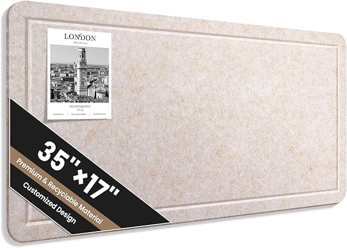 Large Bulletin Board, 35 X 17 Inches Felt Cork Board with 40 Pushpins, Foldable Felt Notice Pin Board Photo Display Board with Self-Adhesive Tape for Office Home School (Oatmeal, 35x17 inch)
