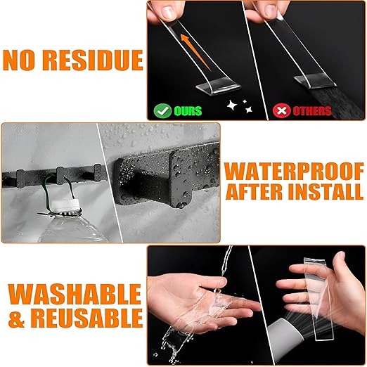 2026New Extra Strong Double Sided Tape Heavy Duty (2 Rolls,Total 20 FT),Clear Removable Two Sided Adhesive Mounting Tape for Poster,Rug,Picture Hanging Strips,Office & Outdoor