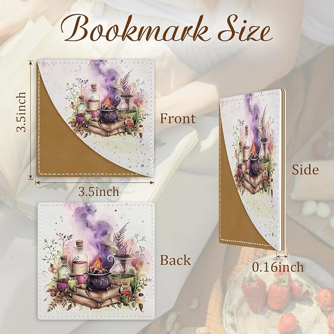 Icycay Magic Bottle Corner Bookmarks, Cute Leather Book Accessories for Book Lovers, 3 Pcs Reading Book Page Markers for Women Men Student Teacher Retirement Birthday Gifts