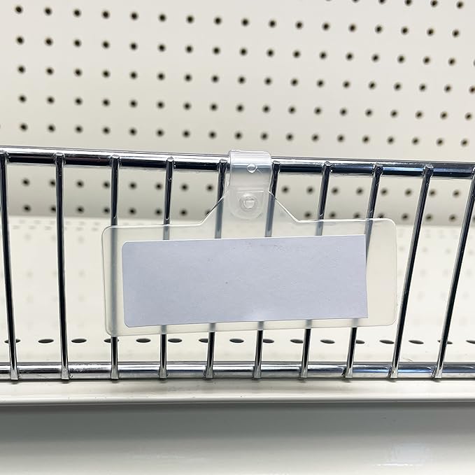 Locking Label Holder - for Wire Store Fixtures | Use with Adhesive Labels | Clear | 100 Pack