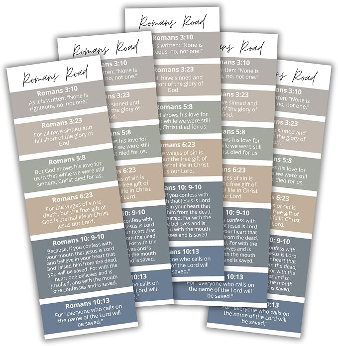 Romans Road Bible Verse Bookmark 50pk 2x6” Minimalist Modern How To Be Saved Girl Church Baptism Gift Youth Camp Present