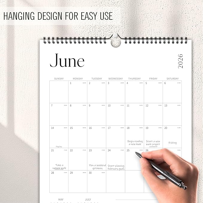 Aesthetic 2026 Wall Calendar - 12 Monthly Calendar from January 2026 to December 2026, 14.5" x 10.5", Modern Vertical Wall Hanging Calendar for Organizing & Planning, Leaves