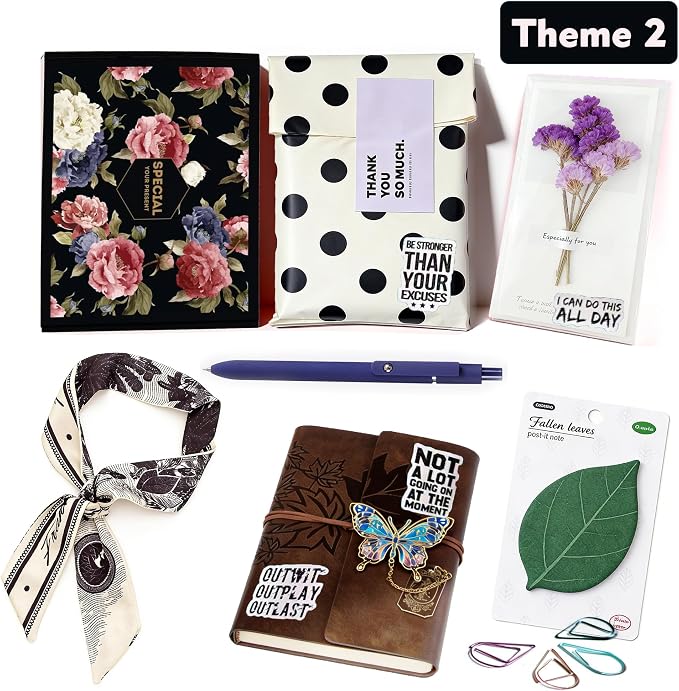 Blind Date with a Book for Book Lovers Gifts Box-10 Types of Books with Leather Retro Notebook,Luxury Bookmark,Scarf,Tags,Pens etc...Random Chosen Book with Goodies Perfect for Mother’s Day,Women