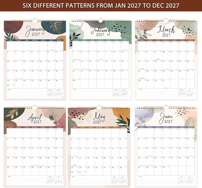 2027 Calendar - 2027 Wall Calendar, JAN 2027 - DEC 2027, 12 Monthly Calendar, 14.6'' x 11.4'', Wall calendar 2027 with Twin-Wire Binding + Hanging Hook + Julian Dates, Calendar for Organizing