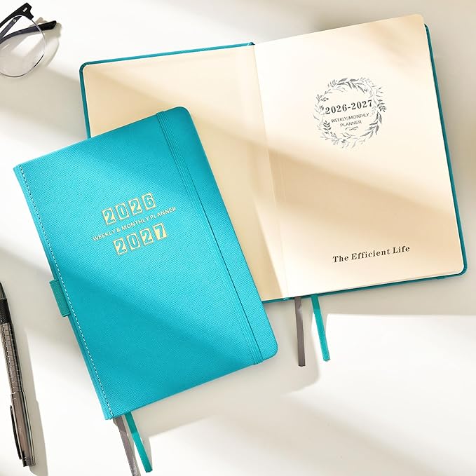 Artfan 2026-2027 Planner - 2026-2027 Planner Weekly and Monthly, Jul. 2026 - Jun. 2027, 26-27 Leather Planners, 5.75" x 8.25" - Green