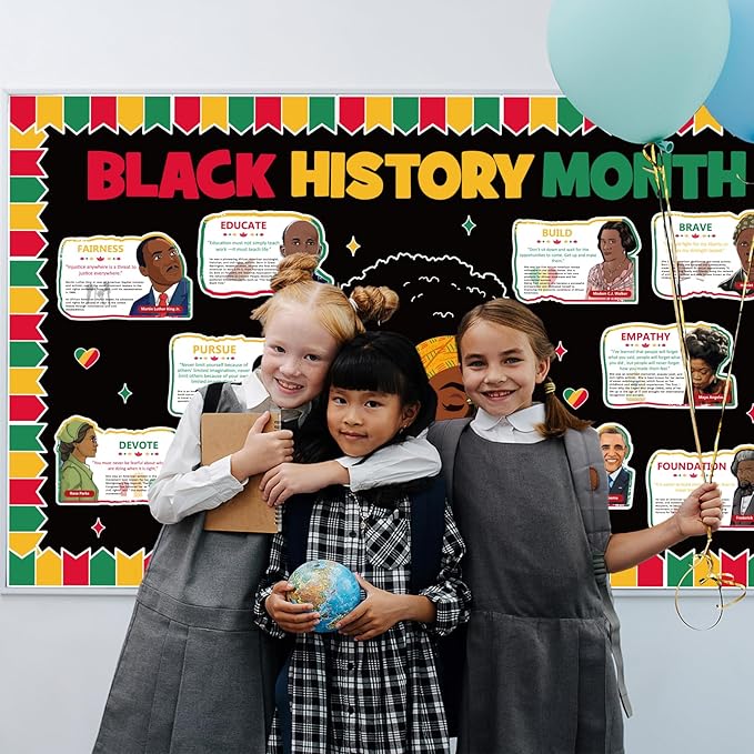 Black History Month Bulletin Board Decorations Set, African American Inspirational Quotes Posters Classroom Decorations for Middle School and High School History Educational Classroom Library Office