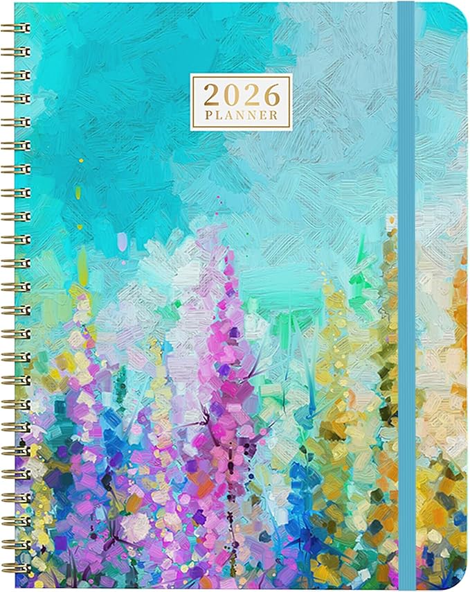 2026-2027 Planner - 2026-2027 Planner Weekly and Monthly from July 2026 - June 2027, 6.3”x 8.5”, Calendar Planner for Women with Tabs, Spiral Bound, Inner Pocket, Perfect for School Office Supplies-Purple Oil Painting