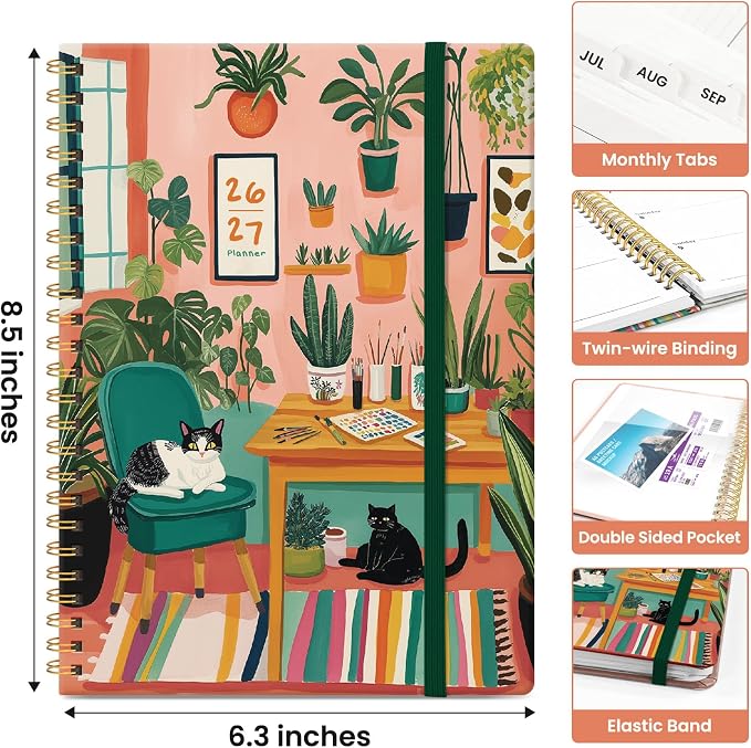 Planner 2026–2027, Weekly & Monthly Academic Organizer for School Year, Jul 2026–Jun 2027, Hardcover Planner with Tabs, Back to School Essential, 6.3" x 8.5", Creative Corner