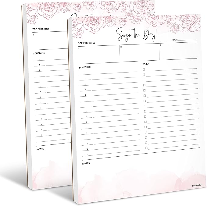 To-Do List + Daily Planner Notepad 8.5x11 - Undated Work Planner with Checklist