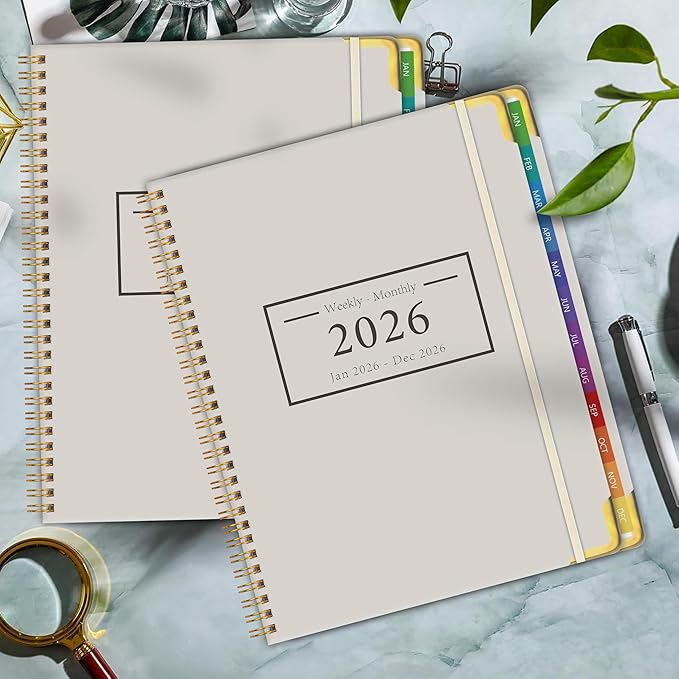 Planner -2026, Hardcover Weekly & Monthly Calendar Planner, January 2026 - December 2026, 8.5" x 11", Daily Agenda Book with Colorful Tabs, College Organizer Notebook, School & Work Supplies for Student Teacher Classroom