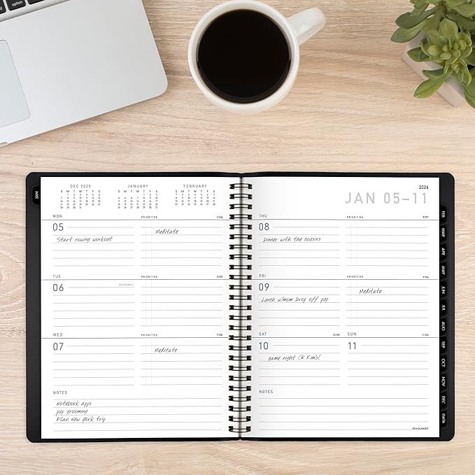 AT-A-GLANCE 2026 Planner, Weekly & Monthly, 7" x 8.75", Medium, Contemporary Lite, Black (70545X0526)