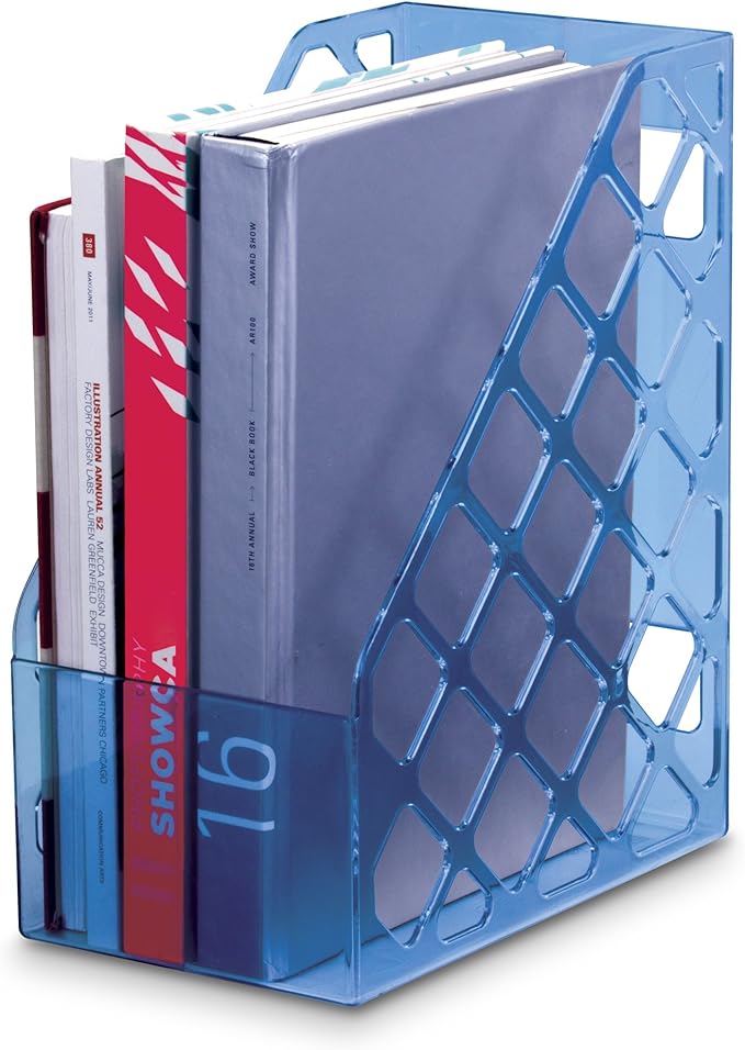 Officemate Glacier Large Magazine File, Transparent Blue (23219) (Pack of 6)