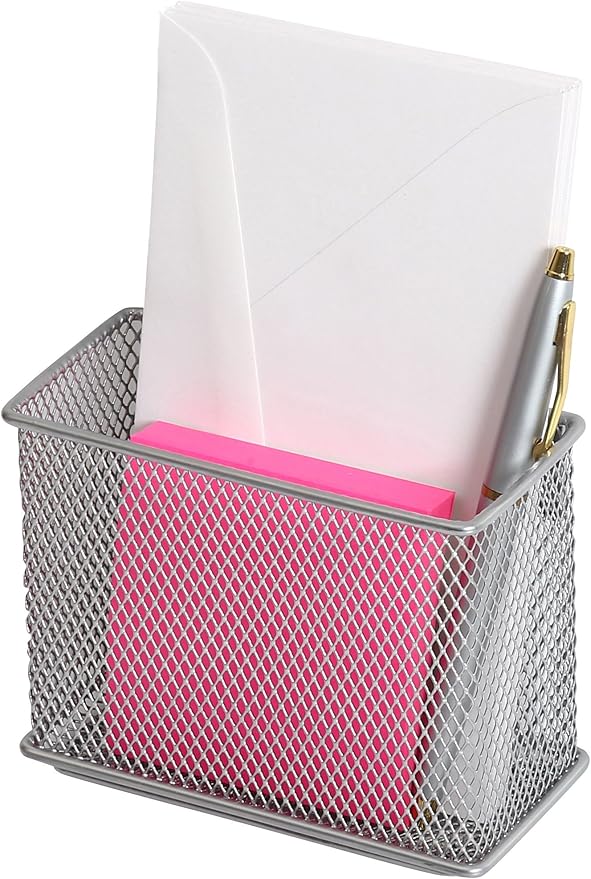 Ybmhome Wire Mesh Magnetic Storage Basket, Container, Desk Tray, Office Supply Accessory Organizer Silver for Refrigerator/Microwave Oven or Magnetic Surface in Kitchen or Office 2306 (1, Medium)