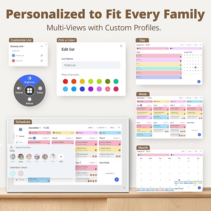 Digital Calendar 15.6" Chore Chart – 1080P Full HD Interactive Touchscreen, Smart Family Planner, Hearth Display Digital Wall & Desk Mountable for Seamless Scheduling