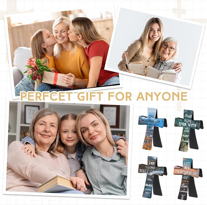 Resurhang 48 Pcs Magnetic Bookmarks Christian Cross Magnetic Page Markers Religious Bible Verses Bookmarks for Mother's Day Women Student Church Study Group Graduation Coworker Team (Landscape)