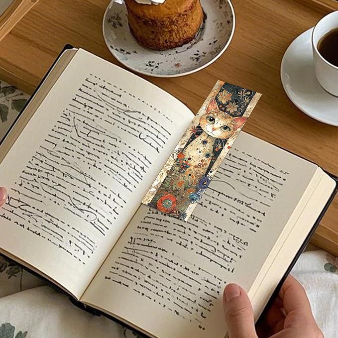 Cute Cat Bookmarks, 50 Pcs Funny Cat Book Markers Page Clips, Cool Books Accessories Gifts for Women Kids Bookish Reading Lovers