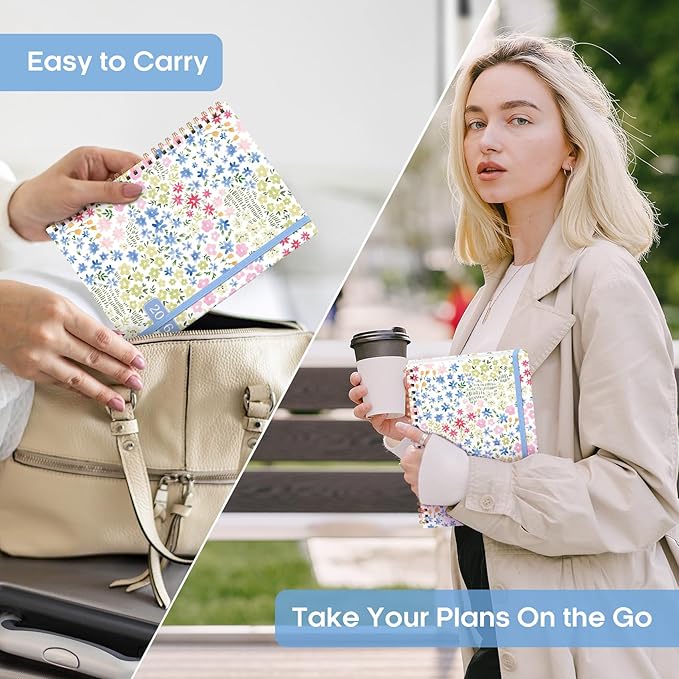 2026 Planner, Weekly and Monthly Calendar Planner Book, January 2026 - December 2026, Hardcover Spiral Planner with Monthly Tabs, Notes Pages, Perfect for Women & Men, A5 (6.4" x 8.5") - Ditsy