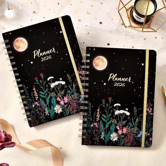 2026 Planner - 2026 Planner Weekly and Monthly, January 2026 - December 2026, 6.4" x 8.5", Hardcover 2026 Calendar Planner with Colorful Tabs, Inner Pocket, Thick Paper, Planner 2026 for Women & Men, Black
