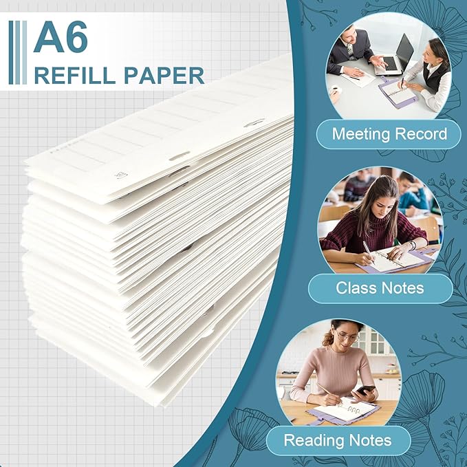 Toplive A6 Refill Paper, A6 Cornell Notetaking System Filler Paper, 6 Holes Notebook Binder Inserts Loose Leaf Paper 160 Sheets, for Business Meeting College Study Reading Notes