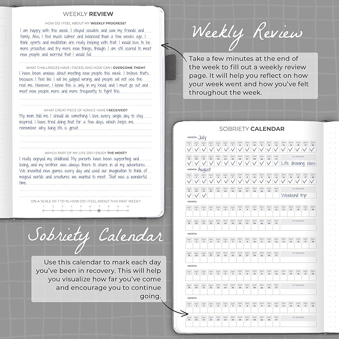 Clever Fox Addiction Recovery Journal – Addiction Treatment Planner & Workbook – Daily Sobriety Journal for Recovery Progress, A5 (Gray)