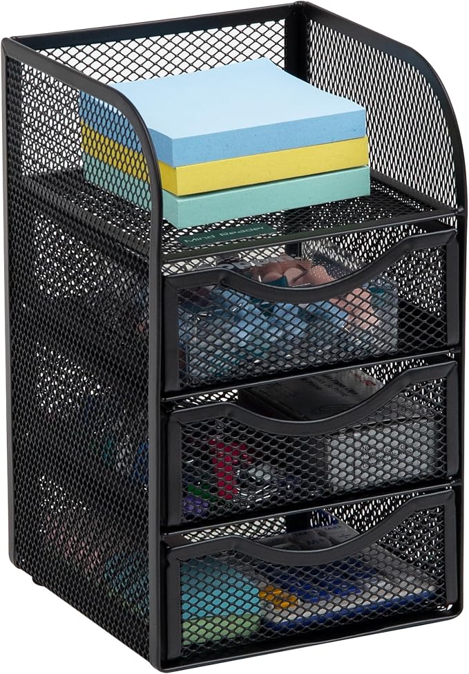 Mind Reader Desktop Accessory Storage, Paper Binder Clip Basket, Workspace, Office, Metal Mesh, 4.75" L x 5" W x 8" H, Black (Pack of 6)