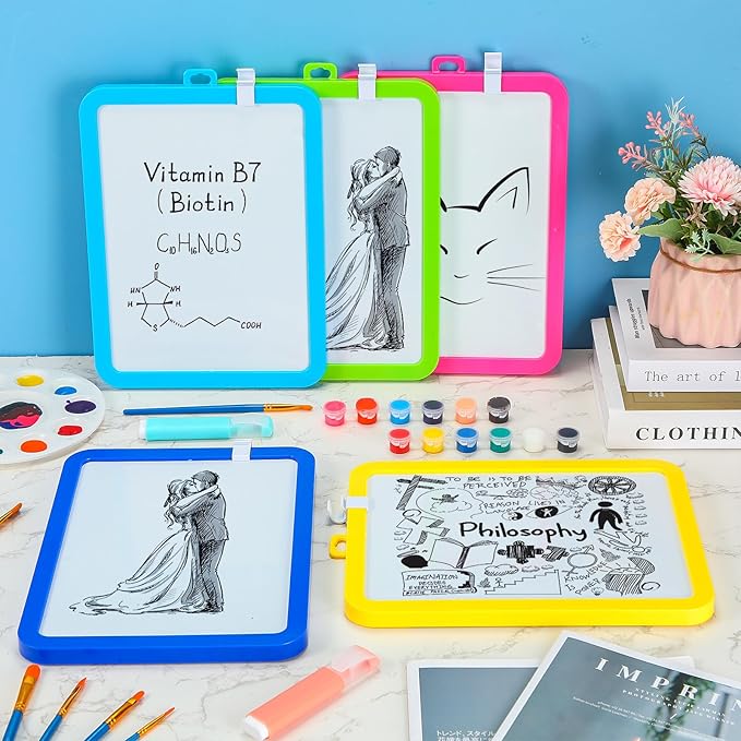 Outus 24 Pcs Dry Erase Mini White Boards Bulk 8.5 x 11'' Small Magnetic Whiteboard Double Sided Colored Writing Boards for Kids Students Locker Fridge (Colorful)