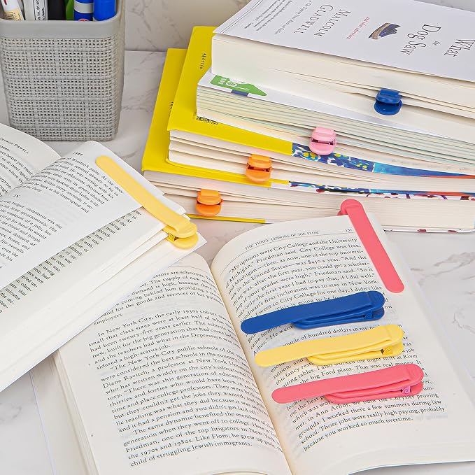 6 PCS Automatic Bookmark, Smart Bookmarks for Women Men Book Accessories Silicone Book Mark Bible Book Markers Book Marks for Reading Book Lovers Gifts Bookish Gifts Birthday Party Favors, Blue