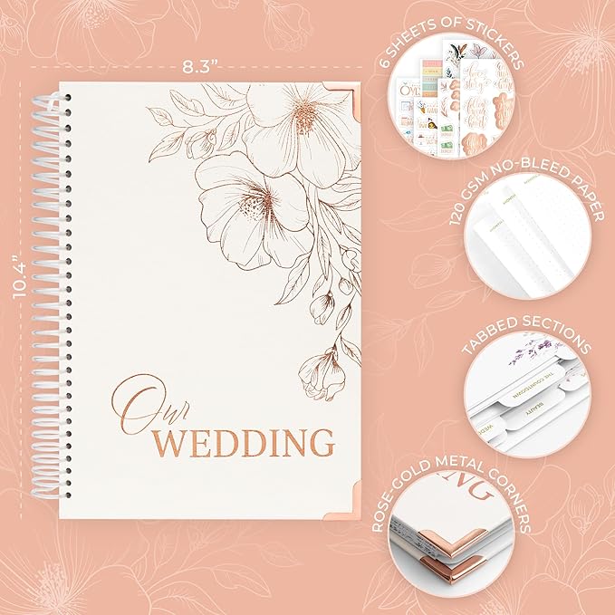 Clever Fox Wedding Planner Book and Organizer – Guided Wedding Planning Journal & Bridal Notebook with Tips & Checklists – Engagement Gifts for Bride or Engaged Couple (White, Gold Foil)
