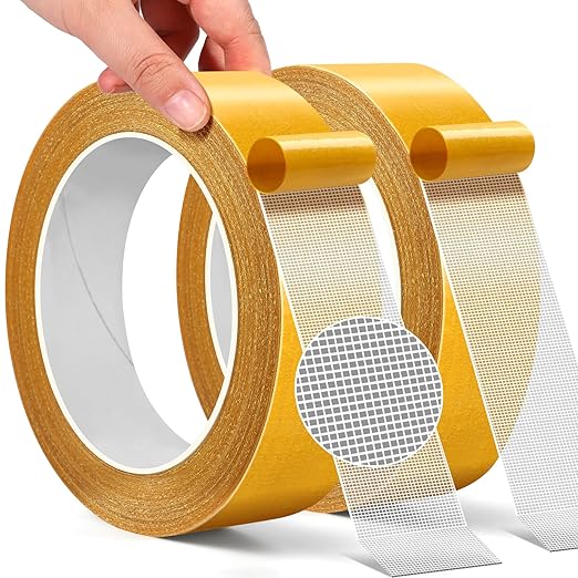 Fabric Tape Multifunctional Double Sided Tape for Clothes 2 Rolls 1inchx33FT10m Heavy Duty Mounting Tape with Strong Adhesion, Suitable for Carpets, Sofas, Doormats, Wood, Glass, Plastic