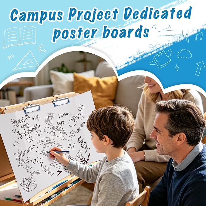 12 Pcs Medium Trifold Poster Board, 26" x 17" Presentation Board, with Double Sided Tapes and Cardboard, White Corrugated Project Boards/Science Fair/trifold Display Board for School Project