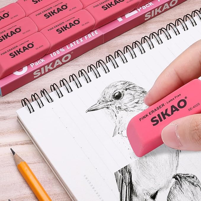 Erasers, 60 Pack Pink Pencil Erasers for Kids, Beveled Non-Smudge Bulk Erasers for Pencils, Latex-Free for Pencils, Rubber for Classroom Teachers, Art Drawing & School Supplies