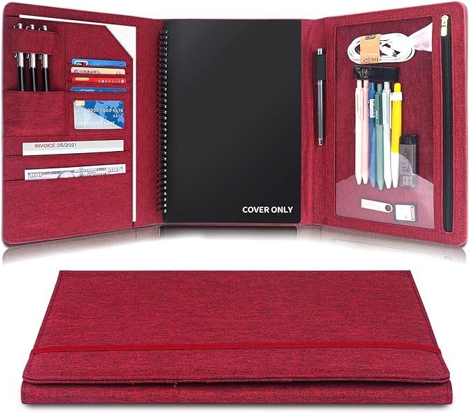 Trifold Planner Cover for Rocketbook Smart Notebook | Fits Letter Size/A4/8.5x11 Inch | Waterproof Portfolio Organizer with File Storage & Accessory Protection (Fuchsia)
