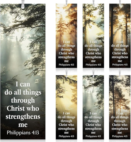 Dispowreath 60 Pcs I Can Do All Things Through Christ Bookmarks Religious Philippians 4: 13 Bookmarks Church Exchange Gifts for Men & Women Sunday School Vbs Church Prizes Party Favors
