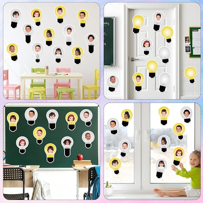60PCS VBS 2026 Light Bulb Theme Cutouts Religious Light Bulb Bulletin Board Decorations VBS Lightbulb Paper Cut-Outs Classroom Decor for DIY Craft Photo Kindergarten Preschool Wall Door Supplies