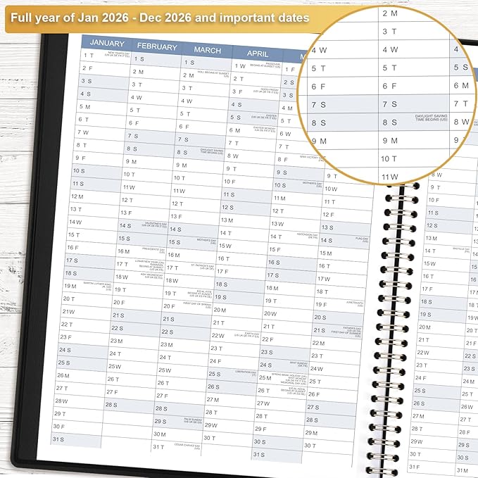 2026 Appointment Book - 2026 Daily Hourly Planner, Jan 2026 - Dec 2026, 9"x 11", 2026 Planner, Large Planner Weekly Monthly Appointment Book 2026, 15-Minute Interval, Flexible Cover - The Sun