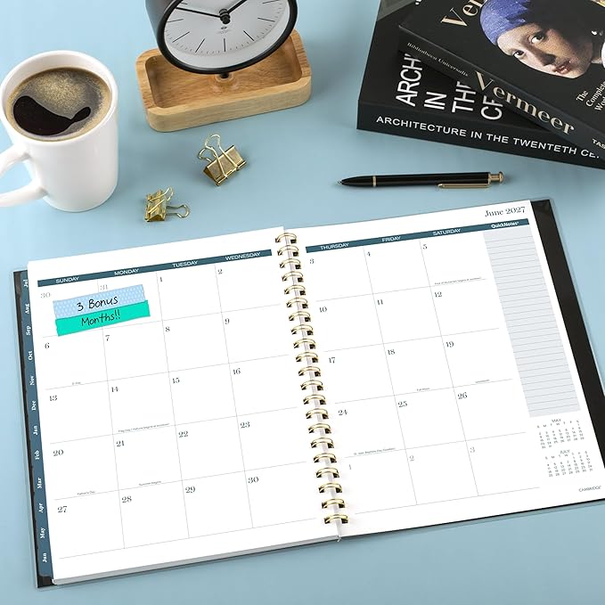 Cambridge Planner 2026-2027 Weekly & Monthly Academic 12-Month July-June, 8-1/2" x 11", Tundra (1798-905A)